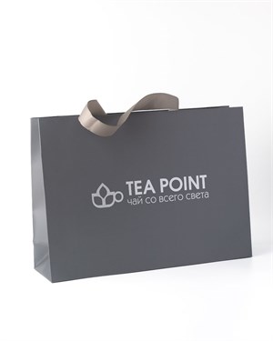 Пакет подарочный TEA POINT серый, 35х25х10 см 100003434